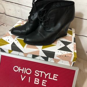 Nine West leather wedge bootie ECU